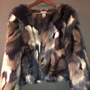 Faux Fur Blue Grey multi colored Coat